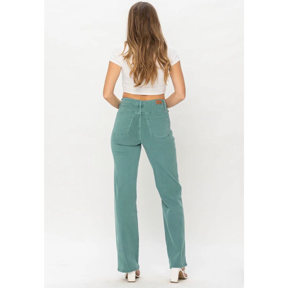 Judy Blue Women's Sea Green High Rise Garmernt Dyed 90's Straight Jeans Sz 9/29 - Picture 6 of 14